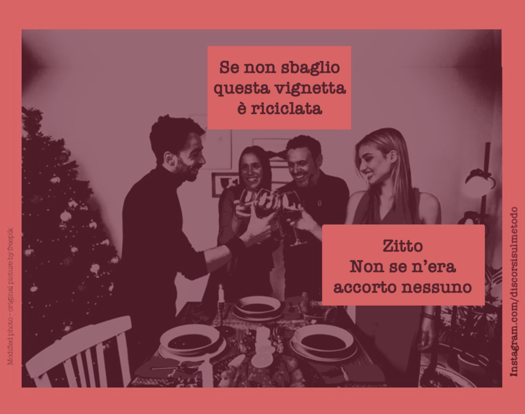 English: - This year we’ll all be kind! - And the following year, we’ll recycle this cartoon!